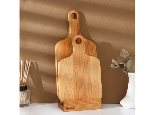 Набор разделочных досок на подставке коричневый — изображение 2