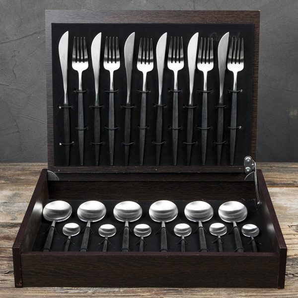 Набор столовых приборов 24 предмета matte chrom/black GO.024 — изображение 4