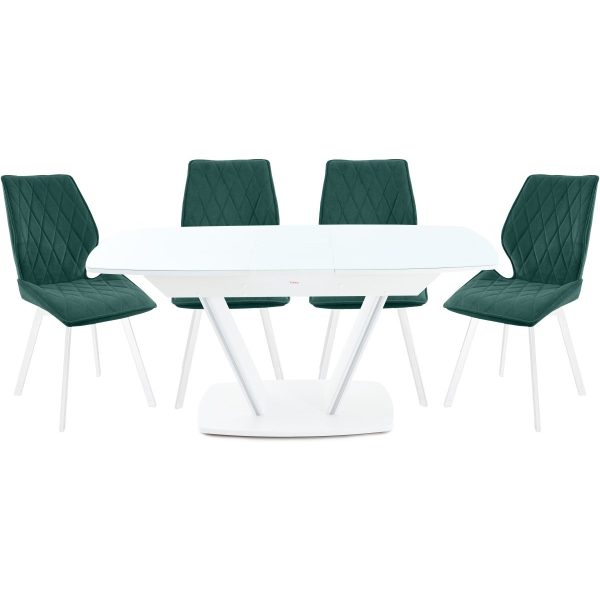 obedennaya-drezden_-steklo-beloe_amaretto_-zelenyy Обеденная группа (Стол Дрезден и 4 стула Амаретто), зеленый — изображение 2