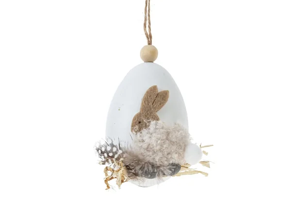 Пасхальное яйцо с кроликом 9 см бежевый