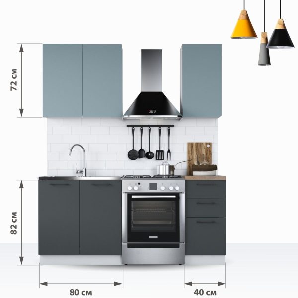 Кухонный гарнитур «Равенна Сити» 120см, Сумеречный голубой/Антрацит — изображение 3