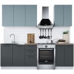 Кухонный гарнитур «Равенна Сити» 180см 60x40, Сумеречный голубой/Антрацит — изображение 2