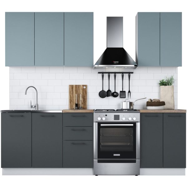Кухонный гарнитур «Равенна Сити» 180см 60x40, Сумеречный голубой/Антрацит — изображение 2
