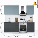 Кухонный гарнитур «Равенна Сити» 180см 60x40, Сумеречный голубой/Антрацит — изображение 3