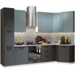 Кухонный гарнитур «Равенна Сити» 3,05x1,25см, Сумеречный голубой/Антрацит — изображение 2