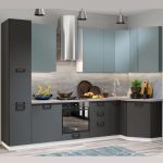 Кухонный гарнитур «Равенна Сити» 3,05x1,25см, Сумеречный голубой/Антрацит — изображение 3