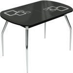 Стол «Ривьера» Квадро мини 90x60, стекло черный, опоры хром — изображение 3