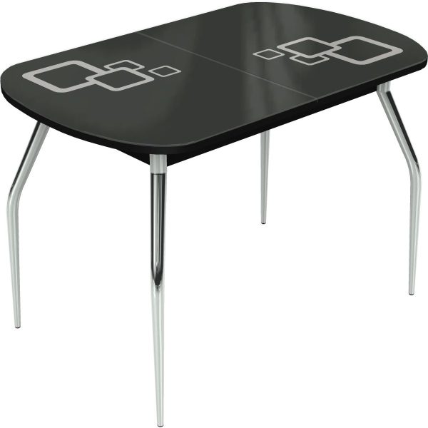 Стол «Ривьера» Квадро мини 90x60, стекло черный, опоры хром — изображение 3