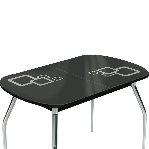 Стол «Ривьера» Квадро мини 90x60, стекло черный, опоры хром — изображение 4