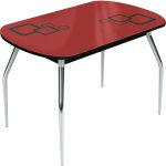 Стол «Ривьера» Квадро 120x80 стекло красный, опоры хром — изображение 3