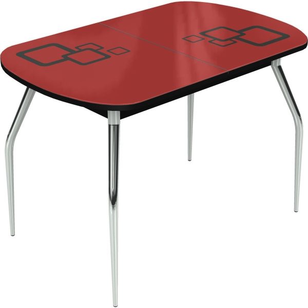 rivera-_-risunok-_krasnoe_-chyernyy_-chyernyy_1 Стол «Ривьера» Квадро 120x80 стекло красный, опоры хром — изображение 3