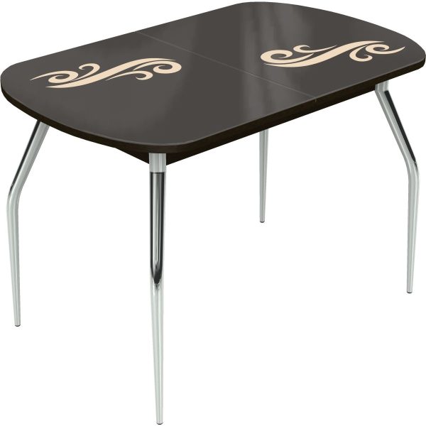 Стол «Ривьера» Смок 120x80 стекло молочный, опоры хром — изображение 3