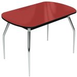 Стол «Ривьера» 120x80 стекло красный, опоры хром — изображение 3