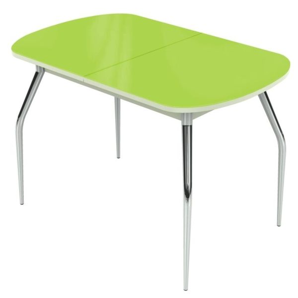 Стол «Ривьера» мини 90x60 стекло зеленый, опоры хром — изображение 2