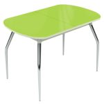 Стол «Ривьера» мини 90x60 стекло зеленый, опоры хром — изображение 3