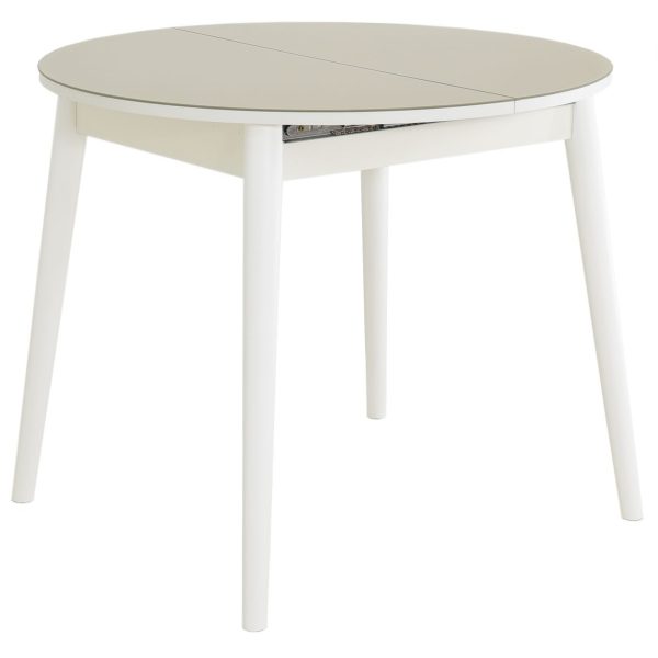 Стол «Ривьера» круг стекло капучино, белый прямые — изображение 2