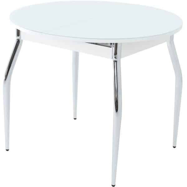 Стол «Ривьера» круг, стекло белый, опоры хром — изображение 2