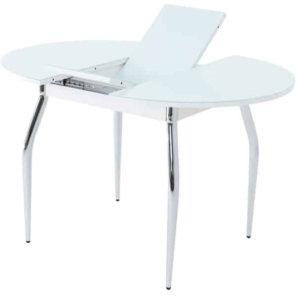 Стол «Ривьера» круг, стекло белый, опоры хром — изображение 4