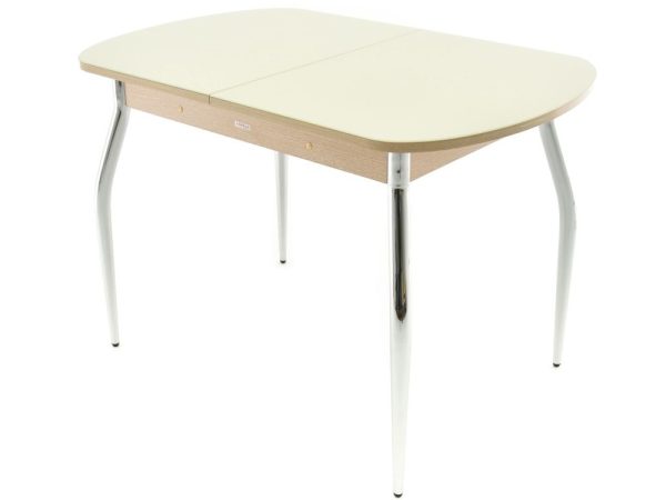 Стол «Ривьера» 120x80 стекло молочный, опоры хром — изображение 2