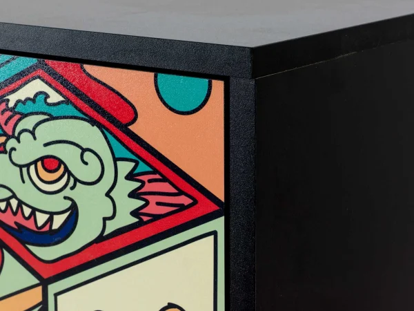 Шкаф 2-дверный Boho Color черный, с принтом — изображение 3