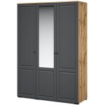 Шкаф «Лацио Сканди» 3д (с зеркалом) Вотан/Сканди графит
