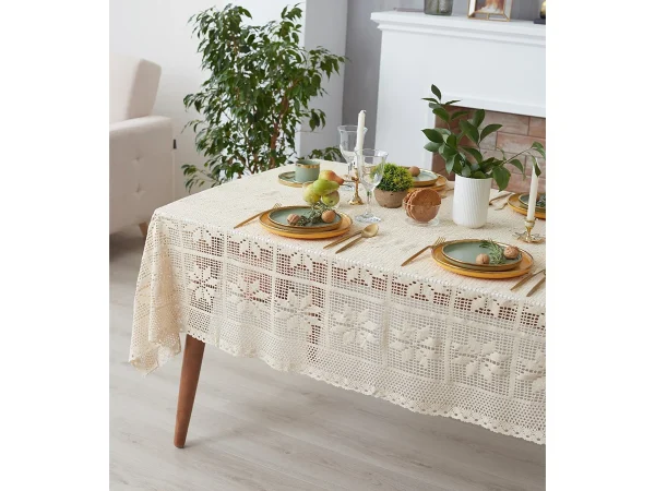 Скатерть Цветы 130х180 см белый — изображение 2