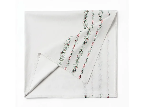 Скатерть новогодняя Веточки 149х220 см белый, зеленый — изображение 3