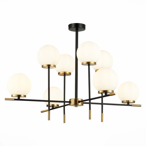 sl1203.412.08-ljustra-potolochnaja-st-luce-chernyj-latunbelyj-e27-860w-limano-2 SL1203.412.08 Люстра потолочная ST-Luce Черный, Латунь/Белый E27 8*60W LIMANO — изображение 3