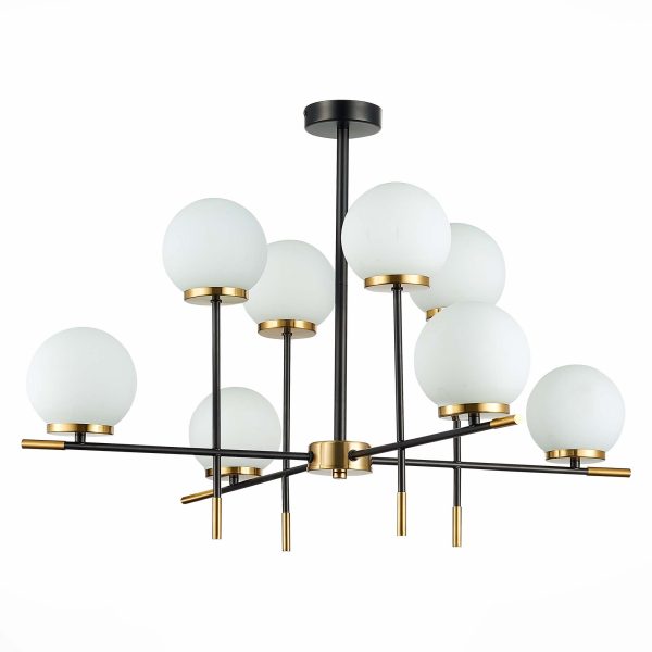 sl1203.412.08-ljustra-potolochnaja-st-luce-chernyj-latunbelyj-e27-860w-limano-3 SL1203.412.08 Люстра потолочная ST-Luce Черный, Латунь/Белый E27 8*60W LIMANO — изображение 4