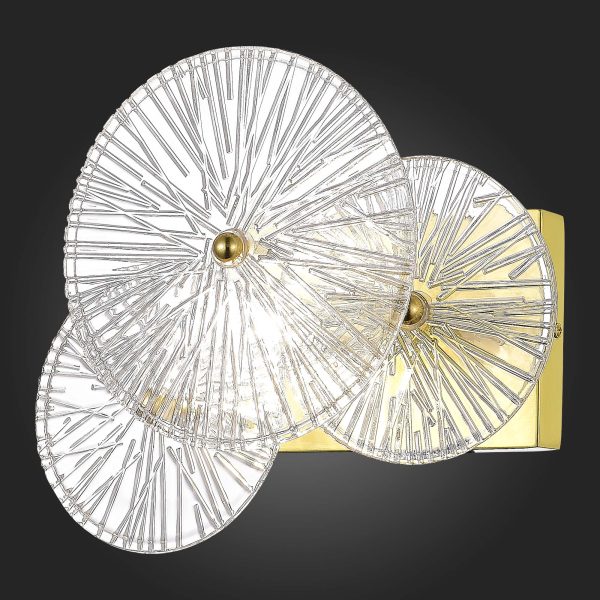 sl1657.201.01-bra-st-luce-zolotistyjprozrachnyj-e14-140w-flero-1 SL1657.201.01 Бра ST-Luce Золотистый/Прозрачный E14 1*40W FLERO — изображение 2
