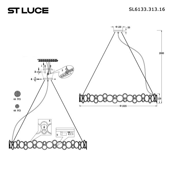 sl6133.313.16-svetilnik-podvesnoj-st-luce-latundymchatyj-g9-led-165w-4000k-swatch-4 SL6133.313.16 Светильник подвесной ST-Luce Латунь/Дымчатый G9 LED 16*5W 4000K SWATCH — изображение 5