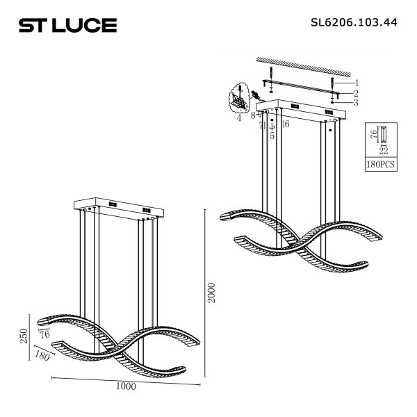 SL6206.103.44 Светильник подвесной ST-Luce Хром/Прозрачный LED 1*44W 3000K ACENO — изображение 4