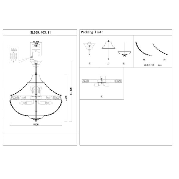 SL669.403.11 Люстра подвесная ST-Luce Черное золото/Прозрачный E14 11*40W ANTICATO — изображение 4