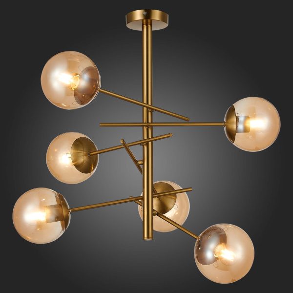 SLE1099-312-06 Светильник потолочный Латунь/Коньячный E27 6*60W VELIO — изображение 2