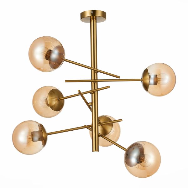 SLE1099-312-06 Светильник потолочный Латунь/Коньячный E27 6*60W VELIO — изображение 4