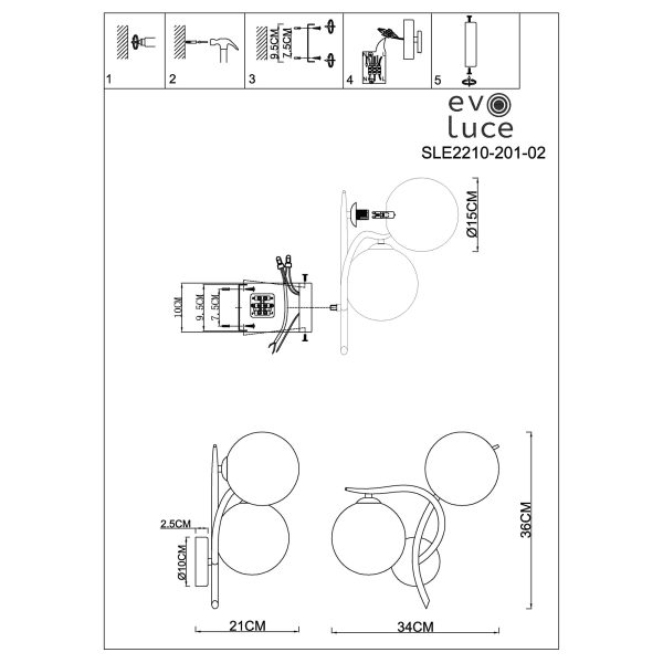 SLE2210-201-02 Светильник настенный Золотистый/Белый G9 LED 2*5W ARTU — изображение 5