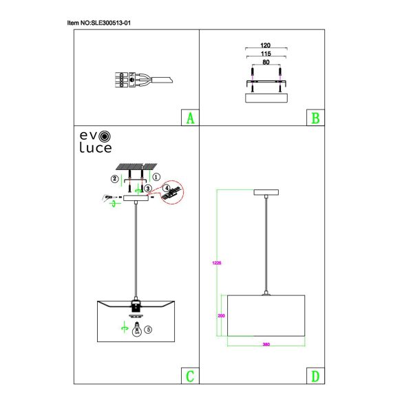 SLE300513-01 Светильник подвесной Никель/Серый, Серебристый E27 1*40W BRESCIA — изображение 3