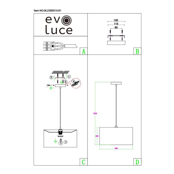 SLE300573-01 Светильник подвесной Никель/Темно-бежевый, Золотистый E27 1*40W BRESCIA — изображение 3