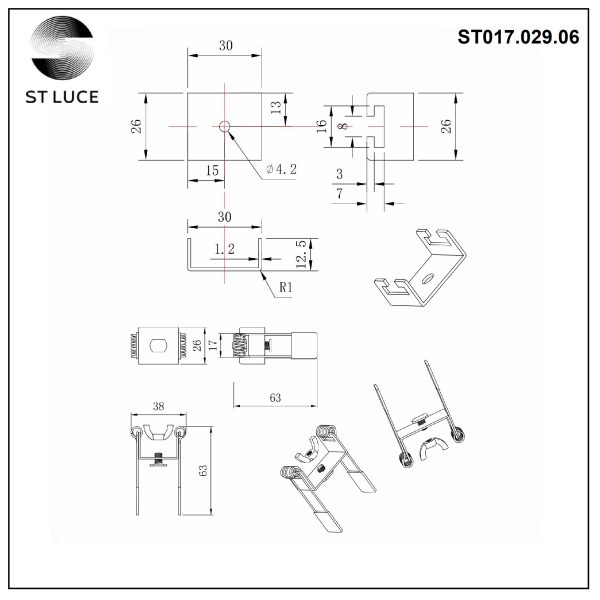 ST017.029.06 Монтажная скоба для ST017.129.06 ST-Luce Серебристый Светодиодные ленты — изображение 4