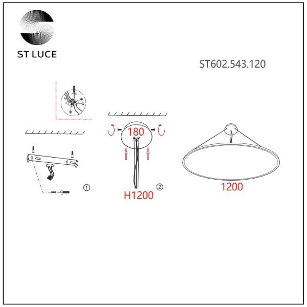 ST602.543.120 Светильник подвесной Белый LED 1*120W 4000K 10 800Lm Ra>80 120 IP20 D1 200xH35 185-265 Подвесные светильники — изображение 5