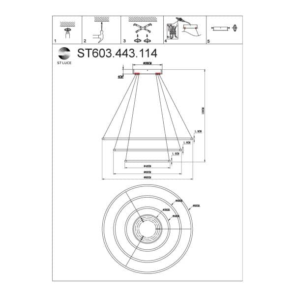 ST603.443.114 Светильник подвесной ST-Luce Черный/Белый LED 1*114W 4000K Подвесные светильники — изображение 5