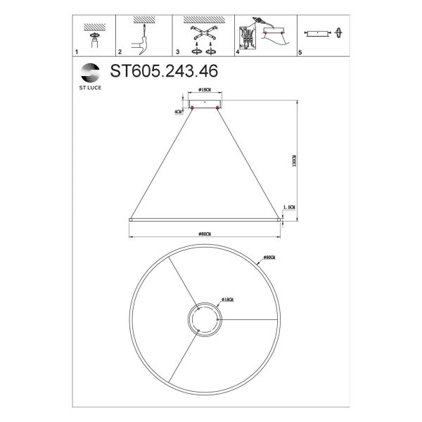 st605.243.46-svetilnik-podvesnoj-st-luce-zolotistyjbelyj-led-146w-4000k-podvesnye-svetilniki-4 ST605.243.46 Светильник подвесной ST-Luce Золотистый/Белый LED 1*46W 4000K Подвесные светильники — изображение 5