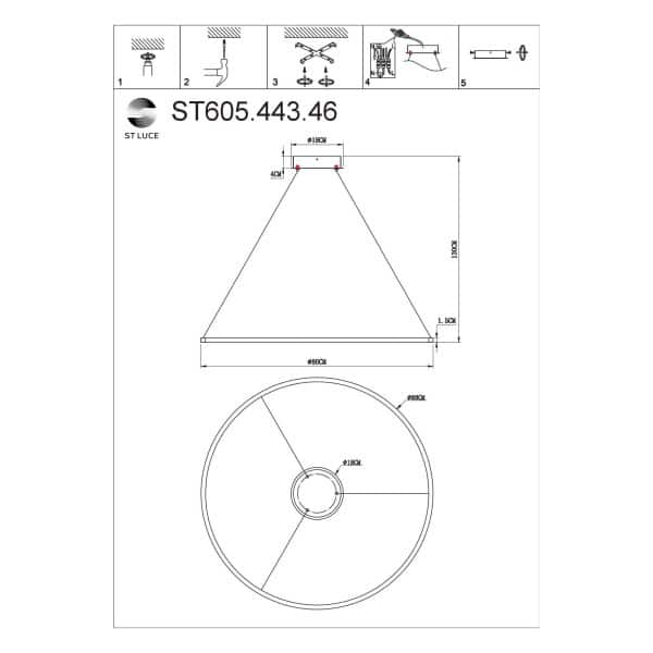 ST605.443.46 Светильник подвесной ST-Luce Черный/Белый LED 1*46W 4000K Подвесные светильники — изображение 5