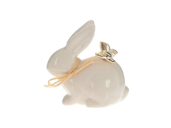 Статуэтка Заяц с бантиком 9 см белый