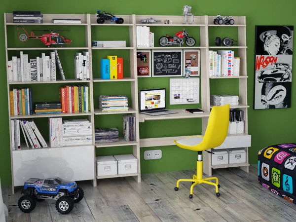 Стеллаж Strike широкий с секцией белый, ясень коимбра — изображение 2