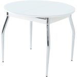 Стол «Ривьера» круг, стекло белый, опоры хром