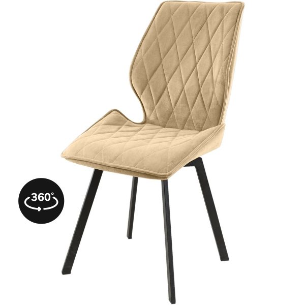 stul-amaretto_-brendi-krem_-vrashch_-shpaly Стул «Амаретто», велюр Бренди крем, каркас вращения черный — изображение 2