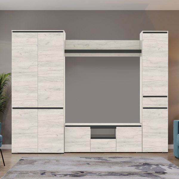 Стенка «Гретта-1», Крафт белый/Антрацит — изображение 2