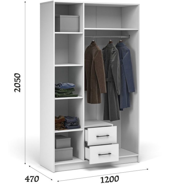 Шкаф «Чикаго» 3д2ящ, белый — изображение 3