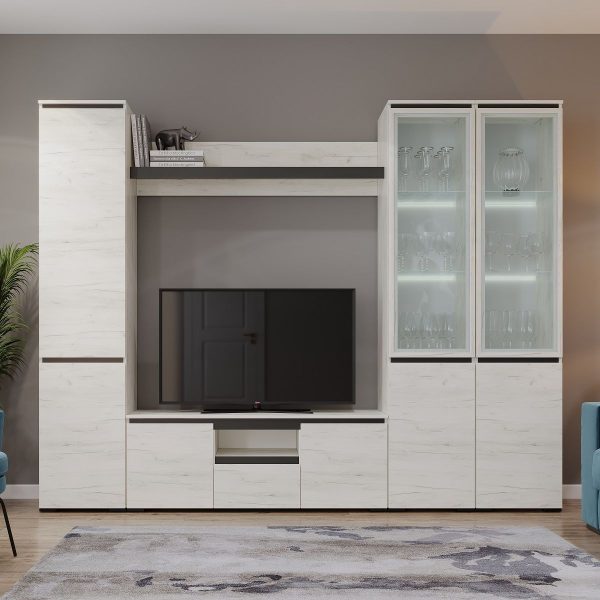 Стенка «Гретта-4», Крафт белый/Антрацит — изображение 2